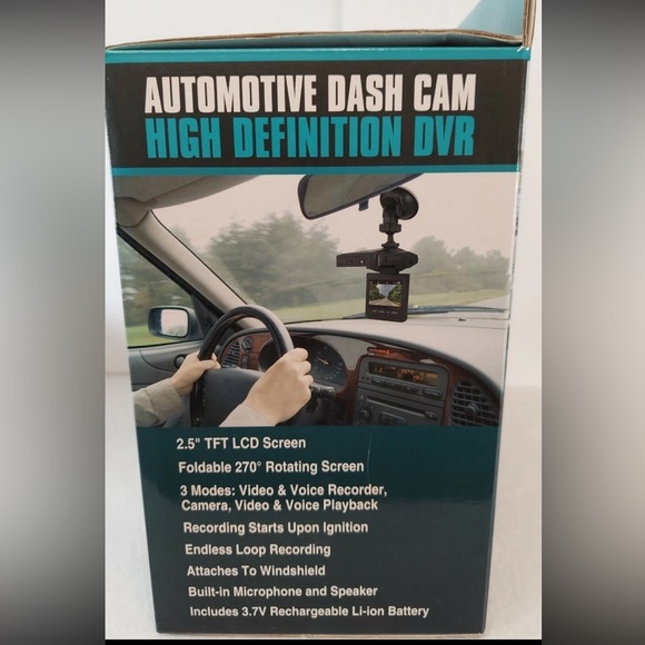 Black On-Dash Camera with LCD Screen and Circular Lens - Picture 4 of 7